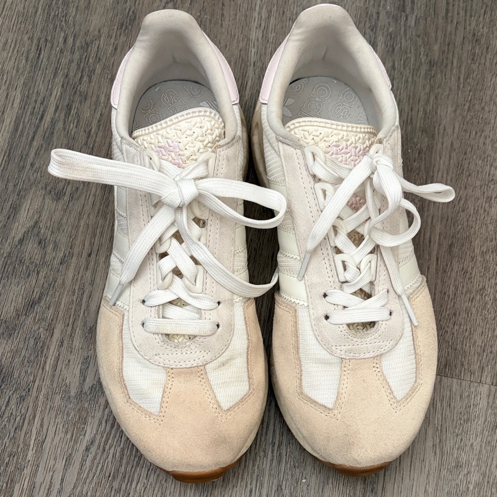 adidas Women's Beige and White Sneakers